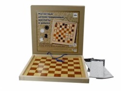 Шахматы и шашки демонстрационные с магнитной доской 37 см (мини)  